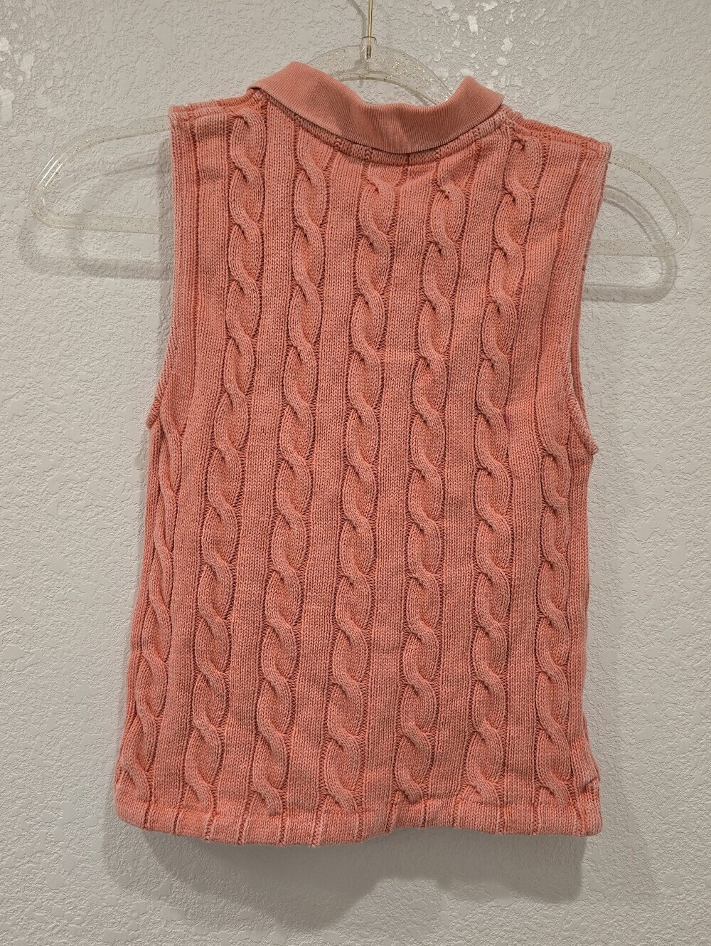 Polo Ralph Lauren Sleeveless Cable Knit Polo Top Salmon XS - Picture 4 of 7
